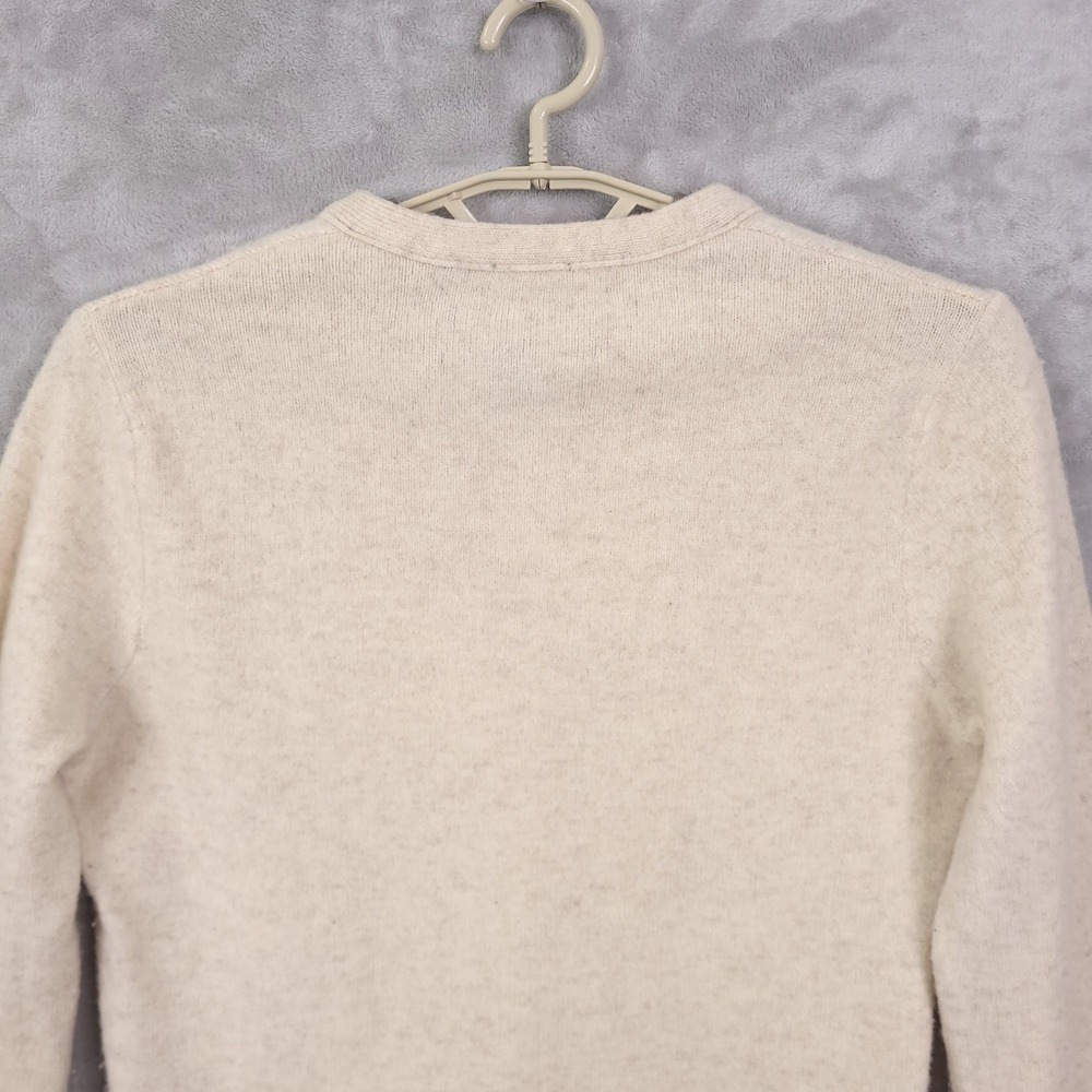 Abercrombie & Fitch Wool Sweater Womens Medium White V Neck Muscle Fit Knit - Picture 11 of 13